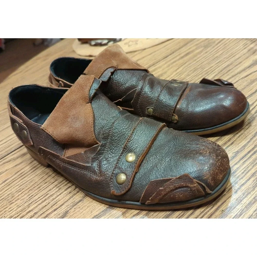 Gordon Rush Collection Men's Size 10 Brown Distressed Unique Leather Dress Shoes - Picture 1 of 8